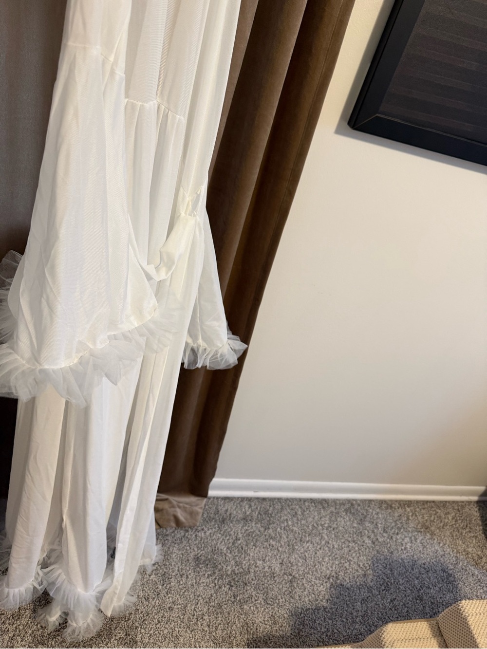 White Sheer Layered Ruffle Robe